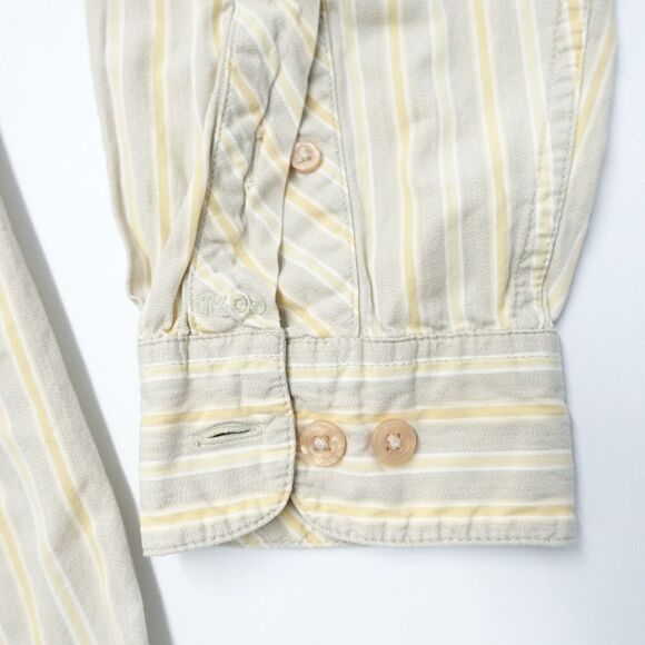 IZOD Shirt Men's Medium Yellow Striped 100% Cotton Long Sleeve Classic Button-Up - Picture 3 of 7